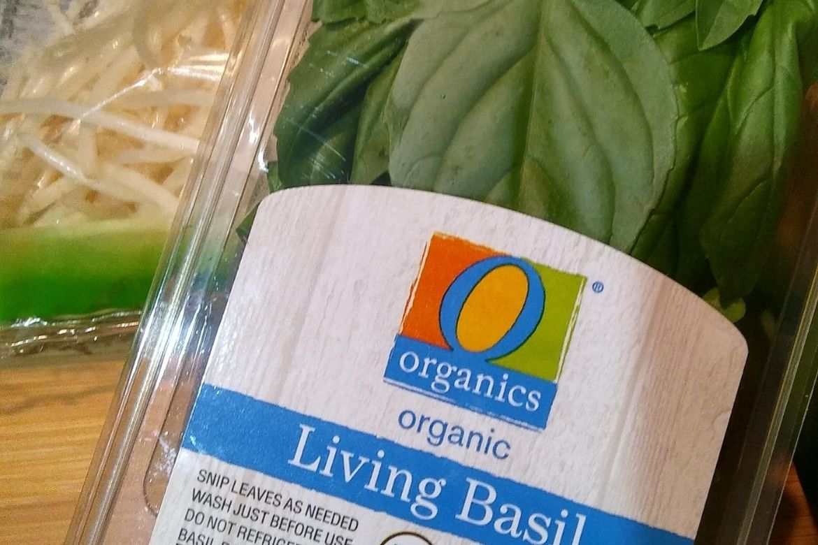 basil and bean sprouts
