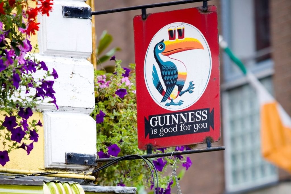 Dublin pub with Guinness sign