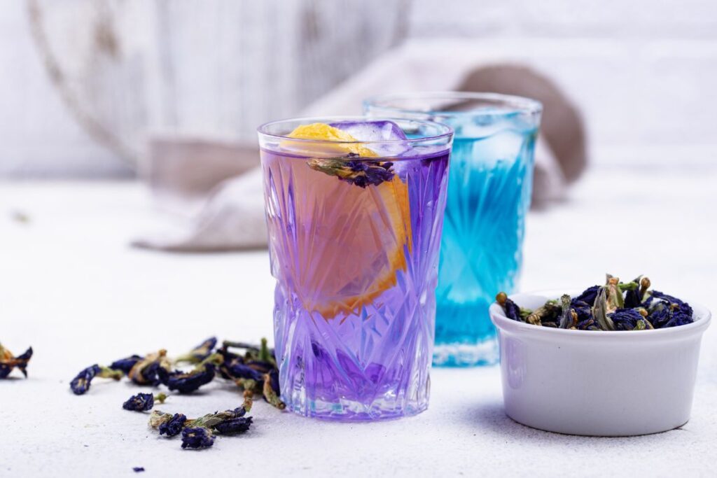 Iced Tea with Butterfly Pea Flowers