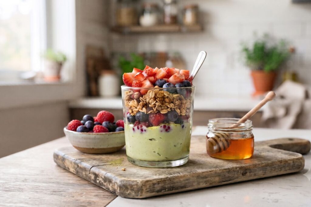 berry matcha parfait